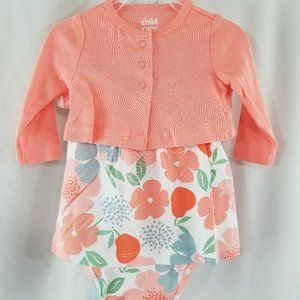 Carter's Child of Mine Cardigan Dress Head Band 3pc. Floral Spring Dress 0-3M